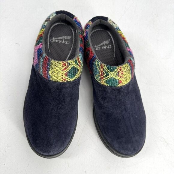 Dansko Eartha Size 6  /36 Purple Suede Knit Trim Cuff Slip On Mule Clogs - Picture 2 of 8